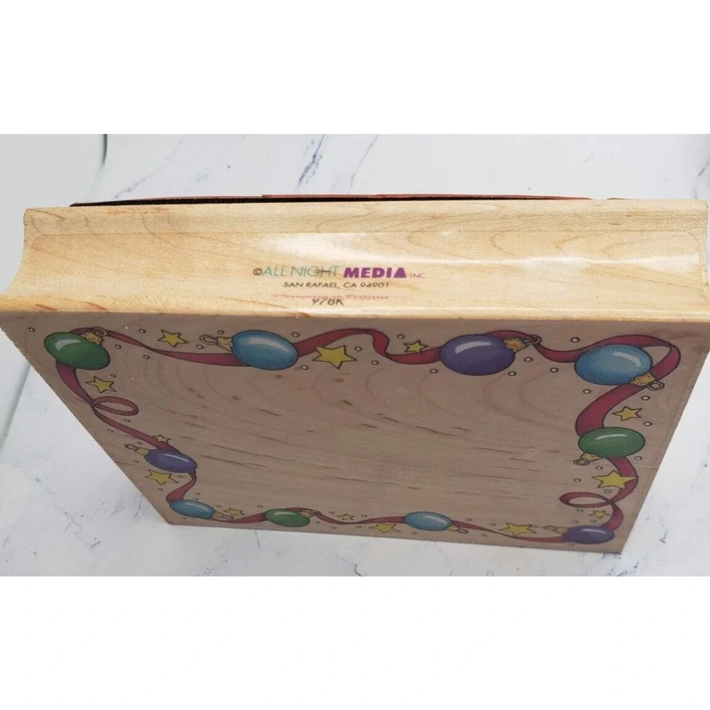 All Night Media Christmas Holiday Ornament Frame Wood Mounted Rubber Stamp 978K